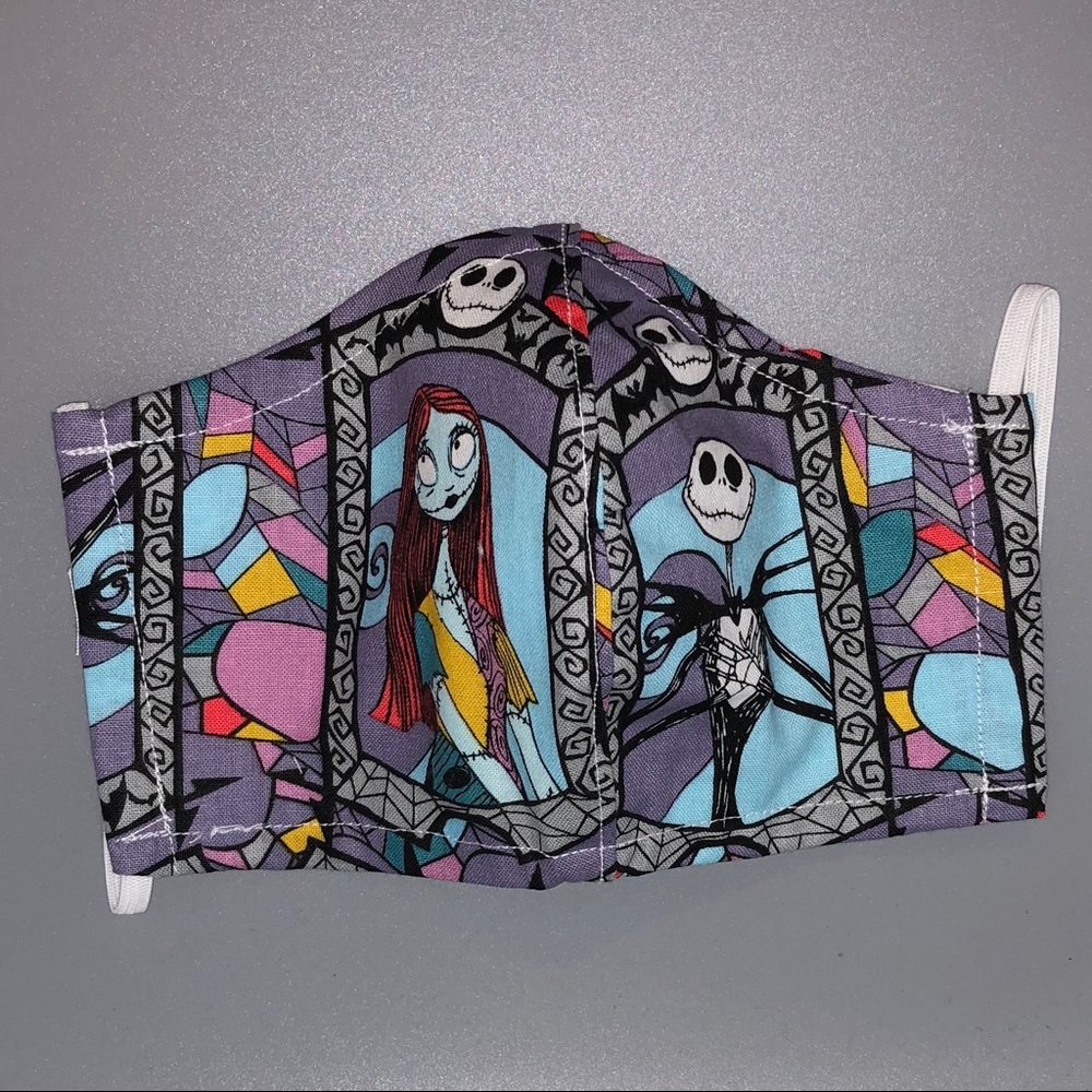 Jack and sally fabric face mask